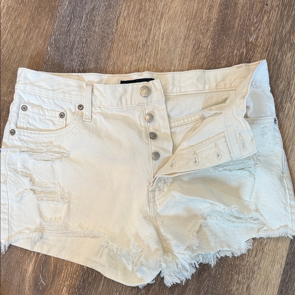 Aeropostale Pants - Aeropostale Women's Cream Distressed Jean Shorts